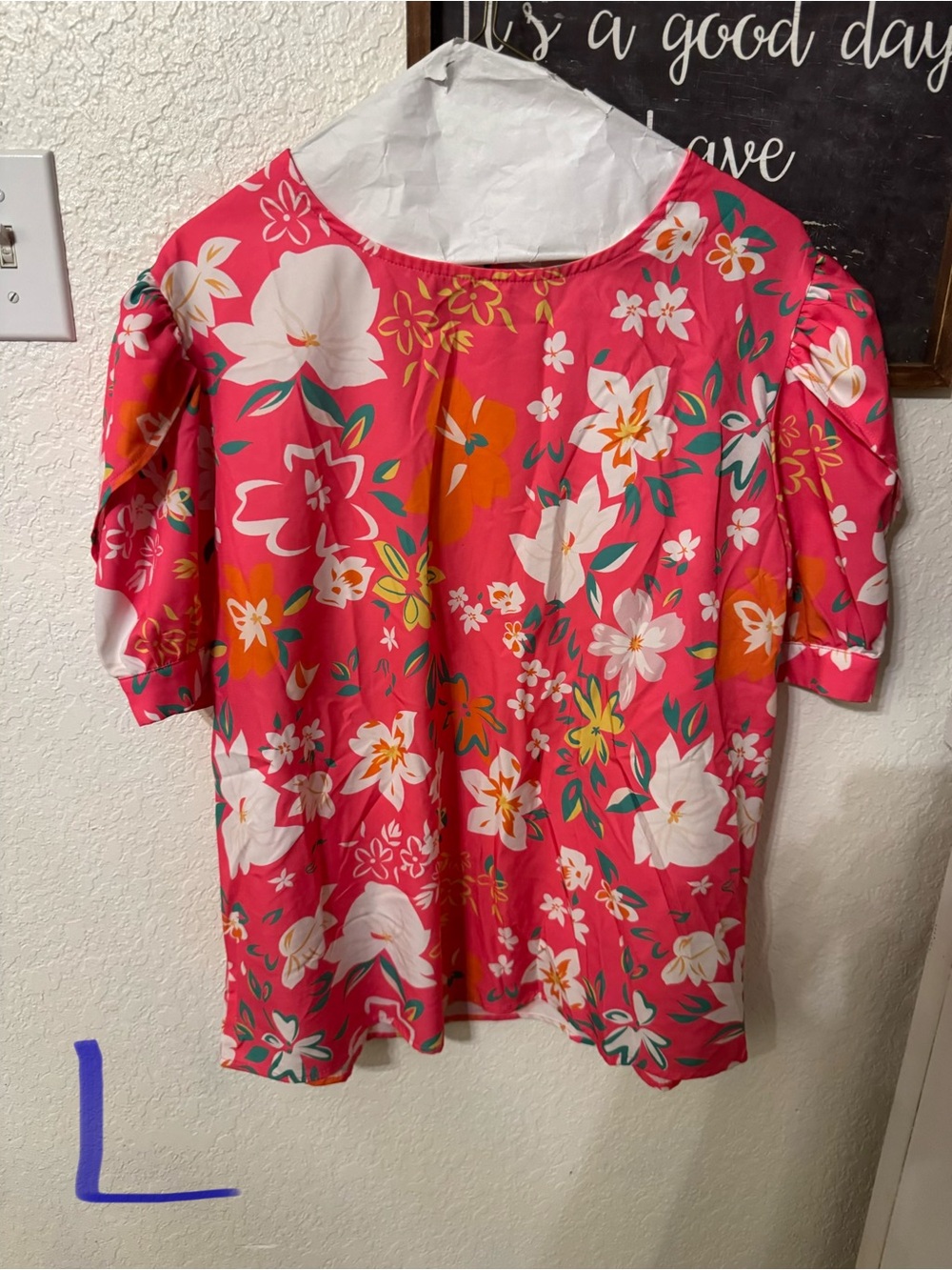 Floral Puff Sleeve Top - Pink